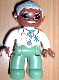 Minifig No: 47394pb126  Name: Duplo Figure Lego Ville, Male Medic, Sand Green Legs, White Top with Stethoscope, Light Bluish Gray Hair, Brown Head, Glasses, Moustache