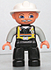 Minifig No: 47394pb135  Name: Duplo Figure Lego Ville, Male Fireman, Black Legs, Light Gray Arms, Nougat Hands, White Helmet, Light Gray Moustache