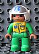 Minifig No: 47394pb142  Name: Duplo Figure Lego Ville, Male Medic, Bright Green Legs & Jumpsuit with Yellow Vest, White Helmet with EMT Star of Life Pattern