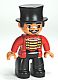 Minifig No: 47394pb152  Name: Duplo Figure Lego Ville, Male Circus Ringmaster, Black Legs, Red Top with Gold Braid, Top Hat, Brown Eyes (6023824)