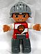 Minifig No: 47394pb179 Name: Duplo Figure Lego Ville, Male Castle, Dark Bluish Gray Legs, Red and White Chest with Lion on Shield, Helmet Minifig No: 47394pb179 Name: Duplo Figure Lego Ville, Male Castle, Dark Bluish Gray Legs, Red and White Chest with Lion on Shield, Helmet