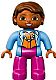 Minifig No: 47394pb190  Name: Duplo Figure Lego Ville, Female, Magenta Legs, Medium Blue Top with Necklace, Dark Orange Head, Reddish Brown Hair