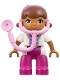 Lot ID: 356329871  Minifig No: 47394pb201  Name: Duplo Figure Lego Ville, Female, Dottie McStuffins, Attached Bright Pink Stethoscope (6108686)