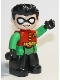Minifig No: 47394pb285  Name: Duplo Figure Lego Ville, Robin, Black Legs