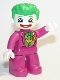 Minifig No: 47394pb286  Name: Duplo Figure Lego Ville, The Joker, Magenta Legs and Top, White Hands, White Head, Red Lips, Bright Green Hair