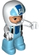 Minifig No: 47394pb315  Name: Duplo Figure Lego Ville, Male, Medium Azure Legs, White Race Top and Helmet with Number 34 Pattern (6345403)