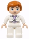 Minifig No: 47394pb335  Name: Duplo Figure Lego Ville, Female, White Legs, White Jacket Tied over Lavender Shirt, Dark Orange Hair (Jurassic World Claire Dearing) (6345499)