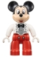 Minifig No: 47394pb342  Name: Duplo Figure Lego Ville, Mickey Mouse, White Jacket, Red Legs, Silver Shirt, Black Bow Tie (6438771)