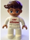Minifig No: 47394pb361  Name: Duplo Figure Lego Ville, Male, White Legs and Top with 'LEGO JÁTÉKVÁROS', Reddish Brown Hair, LEGO Logo on Back - LEGO Játékváros 2024 Exclusive (Jatekvaros)