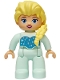 Minifig No: 47394pb370  Name: Duplo Figure Lego Ville, Disney Princess, Elsa, Light Aqua Legs and Top (6545872)
