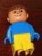 Minifig No: 4943pb016  Name: Duplo Figure, Child Type 1 Boy, Yellow Legs, Blue Top, Brown Hair