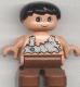 Minifig No: 6453pb001  Name: Duplo Figure, Child Type 2 Boy, Brown Legs, Black Hair (Caveman)