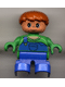 Minifig No: 6453pb003  Name: Duplo Figure, Child Type 2 Boy, Blue Legs, Green Top with Blue Overalls with one Strap