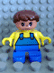 Minifig No: 6453pb006 Name: Duplo Figure, Child Type 2 Boy, Blue Legs, Yellow Top with Blue Overalls, Brown Hair Minifig No: 6453pb006 Name: Duplo Figure, Child Type 2 Boy, Blue Legs, Yellow Top with Blue Overalls, Brown Hair