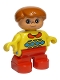 Minifig No: 6453pb010  Name: Duplo Figure, Child Type 2 Boy, Red Legs, Yellow Sweater with Red Collar