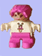 Minifig No: 6453pb055  Name: Duplo Figure, Child Type 2 Baby, Dark Pink Legs, White Top, Dark Pink Bonnet