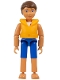 Minifig No: Belvmale10a  Name: Belville Male - Blue Shorts, White Shirt with Kite Pattern, Brown Hair (Child/Boy), Life Jacket