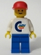 Minifig No: CL001  Name: Color Line - White Torso (Sticker) with White Arms, Blue Legs, Red Cap