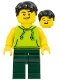 Minifig No: LLP014  Name: LEGOLAND Park Visitor - Male, Lime Sleeveless Hoodie, Dark Green Legs, Black Hair
