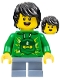 Minifig No: LLP017  Name: LEGOLAND Park Boy with Black Hair, Green Ninjago Hoodie, Sand Blue Short Legs