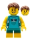 Minifig No: LLP025  Name: LEGOLAND Park Boy with Reddish Brown Hair, Medium Azure Sleeveless Jellyfish Shirt, Dark Turquoise Short Legs
