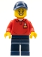 Minifig No: LLP030  Name: LEGOLAND Park Worker Male with Dark Blue Hat, Red Polo Shirt with 'LEGOLAND' on Back and Dark Blue Legs