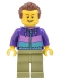 Minifig No: adp020  Name: Skyline Express Man - Dark Purple Jacket, Olive Green Legs, Reddish Brown Hair