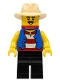 Minifig No: adp043  Name: Gondolier, Red and White Striped Shirt and Blue Vest, Black Legs, Tan Fedora Hat, Red Bandana
