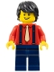Minifig No: adp047  Name: Pianist, Male, Red Shirt with Tan Tie, Dark Blue Legs, Black Hair