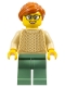 Minifig No: adp068  Name: Mother - Tan Knit Sweater, Sand Green Legs, Dark Orange Ponytail