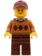 Minifig No: adp079  Name: Visitor - Male, Medium Nougat Argyle Sweater, Reddish Brown Legs