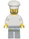 Minifig No: adp095  Name: 1950s Diner Chef - Plain White Torso, Light Bluish Gray Legs with Paint Splotches, White Chef Toque