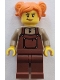 Minifig No: adp137  Name: Train Engineer - Female, Reddish Brown Overalls, Orange Hair with Pigtails