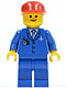 Minifig No: air026  Name: Airport - Blue 3 Button Jacket & Tie, Red Cap, Freckles