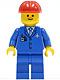 Minifig No: air027  Name: Airport - Blue 3 Button Jacket & Tie, Red Construction Helmet, Freckles