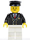 Minifig No: air029  Name: Airport - Pilot with Red Tie and 6 Buttons, White Legs, Black Hat, Standard Grin