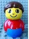 Minifig No: baby001  Name: Primo Figure Boy with Blue Base, Red Top, Brown Hair (4107979)