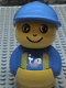 Minifig No: baby009  Name: Primo Figure Boy with Yellow Base, Blue Top with Yellow Suspenders with Fish Pattern, Blue Hat