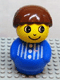 Minifig No: baby014  Name: Primo Figure Boy with Blue Base, Blue Top with Stripes and Three Buttons, Brown Hair