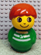 Lot ID: 367496465  Minifig No: baby015  Name: Primo Figure Boy with Green Base, Green Top with White Stripes and Anchor Pattern, Dark Orange Hair