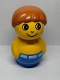 Minifig No: baby017  Name: Primo Figure Boy with Blue Base, Yellow Top, Dark Orange Hair