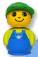 Minifig No: baby021  Name: Primo Figure Boy with Blue Base, Lime Top with Blue Overalls, Green Hat