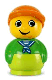 Minifig No: baby023  Name: Primo Figure Boy with Lime Base, Green Top, Orange Hat