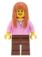 Minifig No: bdp019 Name: Skyline Express Woman - Bright Pink Top, Reddish Brown Legs, Dark Orange Hair Minifig No: bdp019 Name: Skyline Express Woman - Bright Pink Top, Reddish Brown Legs, Dark Orange Hair