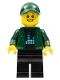 Minifig No: bdp038  Name: Photographer - Male, Dark Green Hoodie, Black Legs, Dark Green Cap