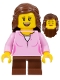 Minifig No: bdp041  Name: Girl, Bright Pink Top, Reddish Brown Legs, Reddish Brown Long Hair