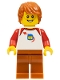 Minifig No: bdp042  Name: Male, White Classic Space Shirt, Dark Orange Legs, Dark Orange Hair