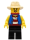 Minifig No: bdp043  Name: Gondolier, Red and White Striped Shirt and Blue Vest, Black Legs, Tan Fedora Hat, Red Bandana