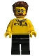 Minifig No: bdp053  Name: LEGO Store Employee, Black Legs, Beard and Glasses, Reddish Brown Tousled Hair