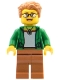 Minifig No: bdp073  Name: Space Observer - Female, Green Jacket, Medium Nougat Legs